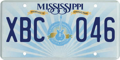 MS license plate XBC046