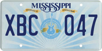 MS license plate XBC047