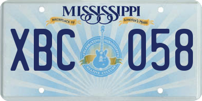 MS license plate XBC058