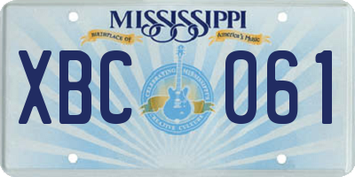 MS license plate XBC061