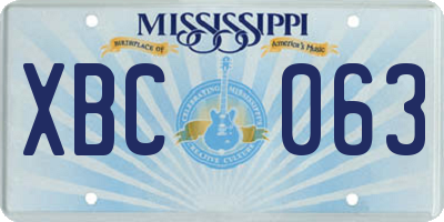 MS license plate XBC063