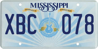 MS license plate XBC078