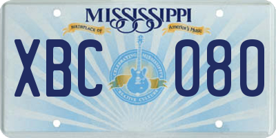 MS license plate XBC080