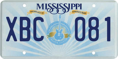 MS license plate XBC081