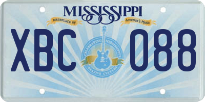 MS license plate XBC088