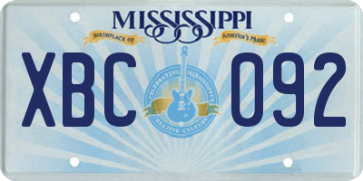 MS license plate XBC092
