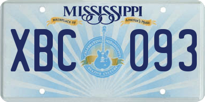 MS license plate XBC093
