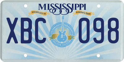 MS license plate XBC098