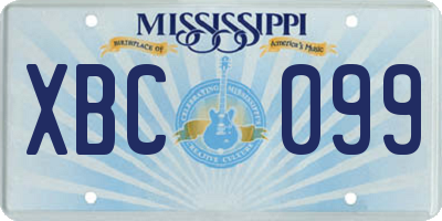MS license plate XBC099
