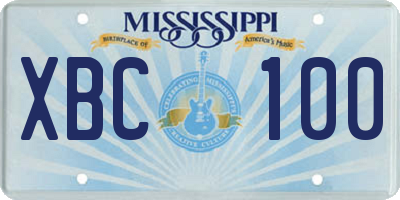 MS license plate XBC100