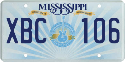 MS license plate XBC106