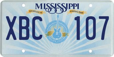 MS license plate XBC107