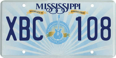 MS license plate XBC108