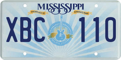 MS license plate XBC110
