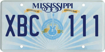 MS license plate XBC111