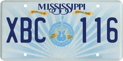 MS license plate XBC116