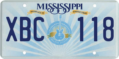 MS license plate XBC118