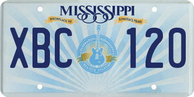 MS license plate XBC120