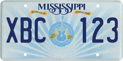 MS license plate XBC123