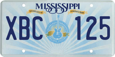 MS license plate XBC125