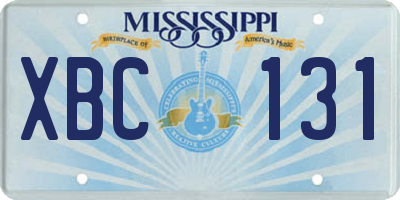 MS license plate XBC131