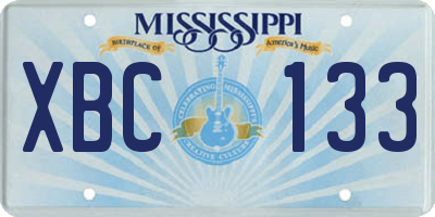 MS license plate XBC133
