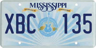 MS license plate XBC135