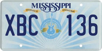 MS license plate XBC136
