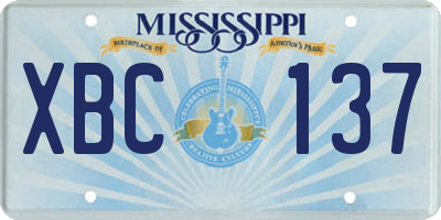 MS license plate XBC137