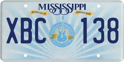 MS license plate XBC138