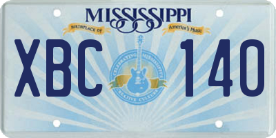 MS license plate XBC140