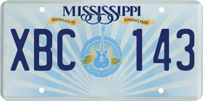 MS license plate XBC143