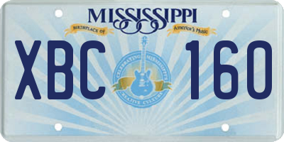 MS license plate XBC160