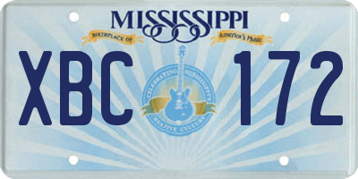 MS license plate XBC172