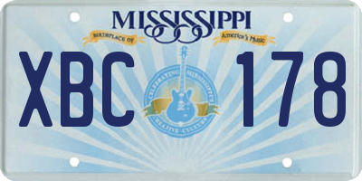 MS license plate XBC178