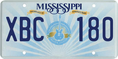 MS license plate XBC180