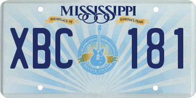 MS license plate XBC181