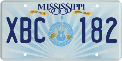 MS license plate XBC182
