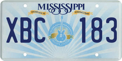 MS license plate XBC183