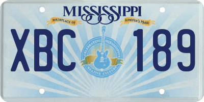 MS license plate XBC189