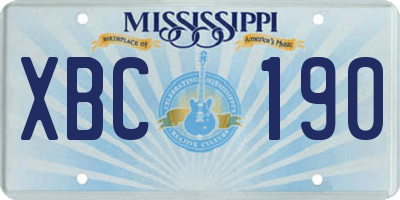 MS license plate XBC190