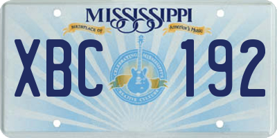MS license plate XBC192