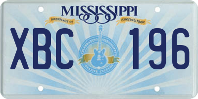 MS license plate XBC196