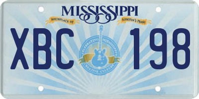 MS license plate XBC198