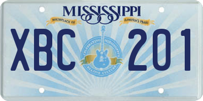 MS license plate XBC201