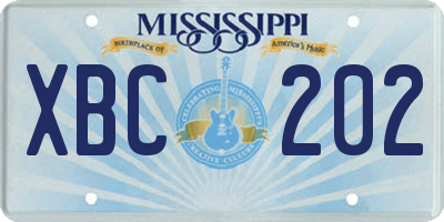 MS license plate XBC202