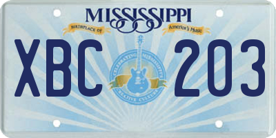 MS license plate XBC203