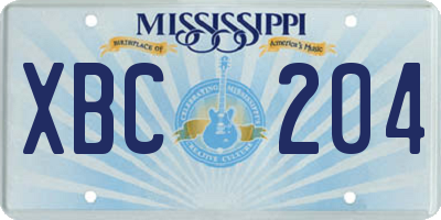 MS license plate XBC204