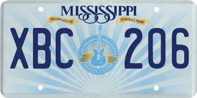 MS license plate XBC206