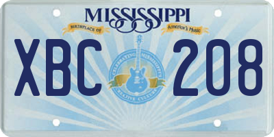 MS license plate XBC208